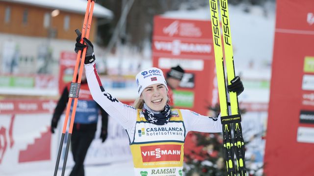 Ida Marie Hagen celebrated her 13th World Cup win since her first in Ramsau a year ago © Thibaut/NordicFocus