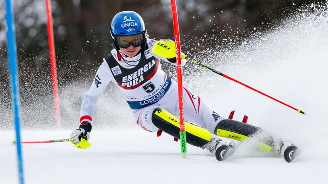 ZAGREB, CROATIA - JANUARY 03: Bernadette Schild of Austria competes during the Audi FIS Alpine Ski World Cup Women's Slalom on January 3, 2018 in Zagreb, Croatia. (Photo by Christophe Pallot/Agence Zoom)