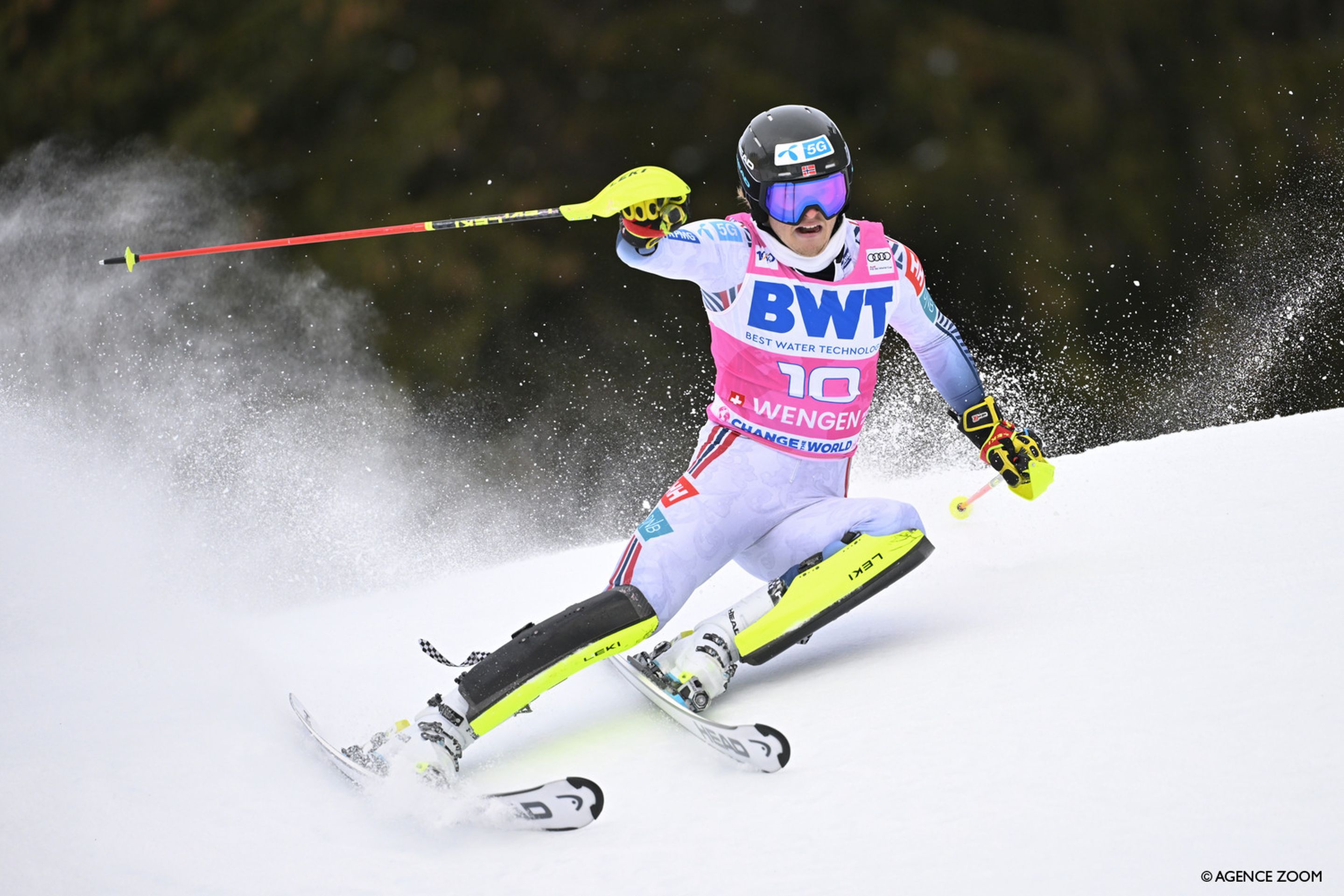 McGrath battling the Männlichen course in his second run on Sunday (Agence Zoom)