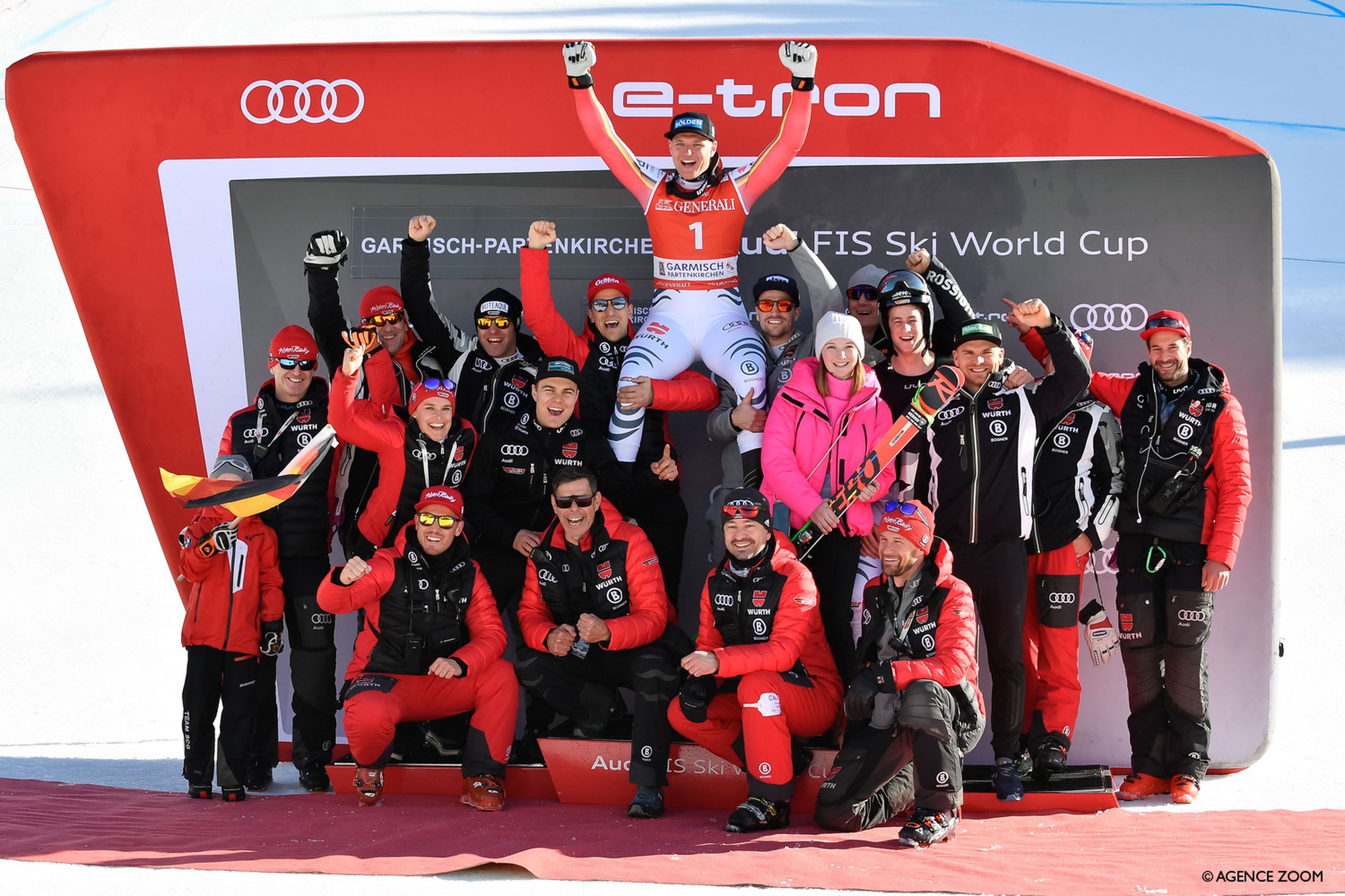 GARMISCH PARTENKIRCHEN, GERMANY - FEBRUARY 1: Thomas Dressen of Germany takes 1st place during the Audi FIS Alpine Ski World Cup Men's Downhill on February 1, 2020 in Garmisch Partenkirchen, Germany. (Photo by Alain Grosclaude/Agence Zoom)