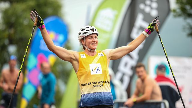Linn Soemskar crosses the finish line of the uphill race - by Flavio Becchis