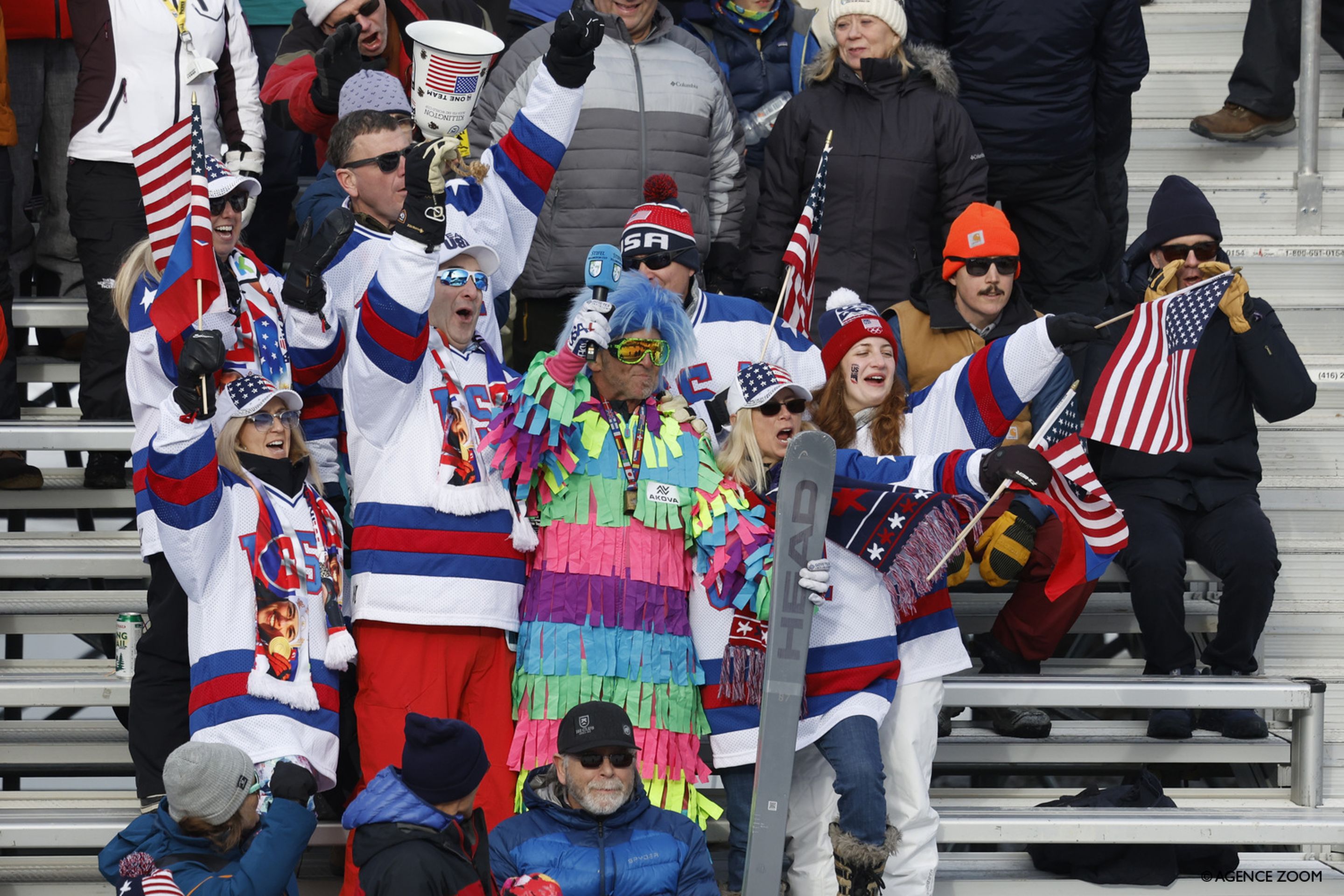 Fans cheering for Mikaela Shiffrin and other USA skiers in Killington on Sunday