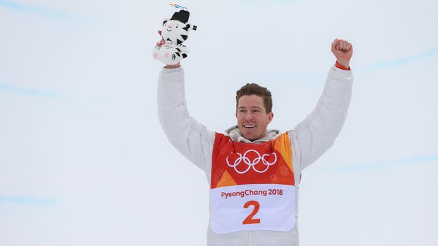 PYEONGCHANG-GUN, SOUTH KOREA - FEBRUARY 14: Shaun White of USA takes 1st place during the Snowboarding Men's Halfpipe Finals at Pheonix Snow Park on February 14, 2018 in Pyeongchang-gun, South Korea. (Photo by Laurent Salino/Agence Zoom)