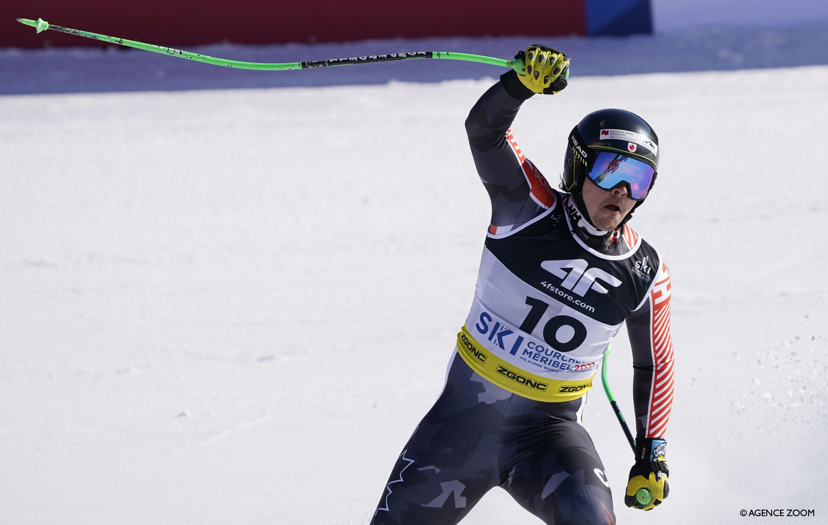 James Crawford (CAN) at the end of his 2023 world championship-winning super-G run (Agence Zoom)