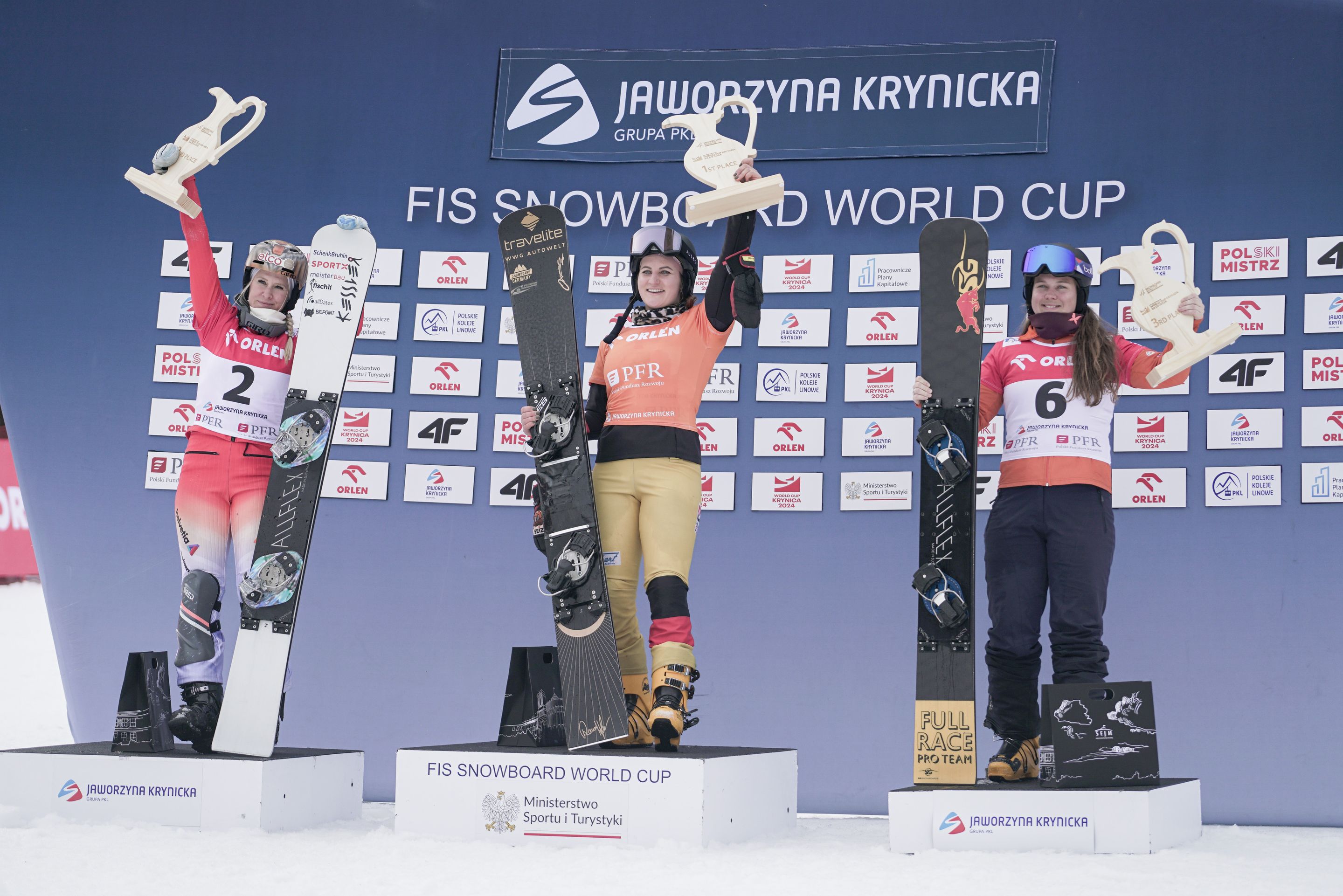 Ramona Theresia Hofmeister (GER) tops the podium. Photo: Mateusz Kielpinski/FIS