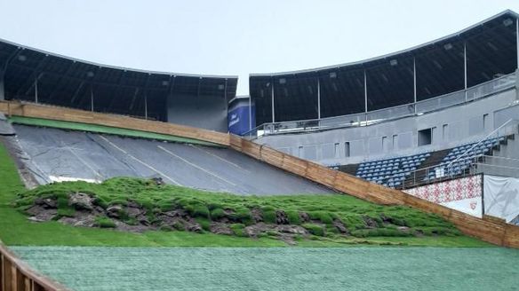 Storm damages ski jump in Wisla - Grand Prix competitions postponed 