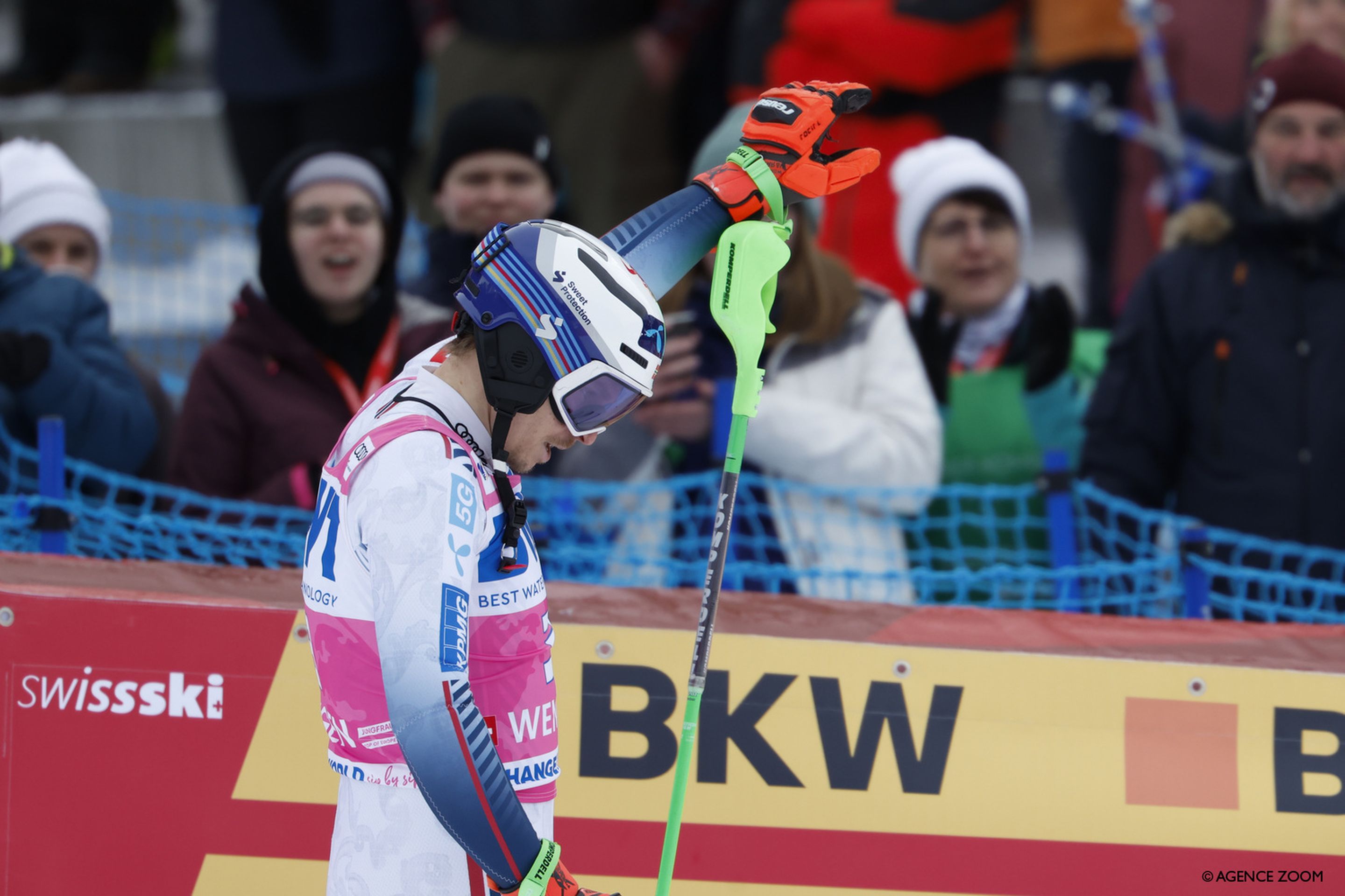 Relief for Henrik Kristoffersen (NOR) as he reached his first podium of the season (Agence Zoom)