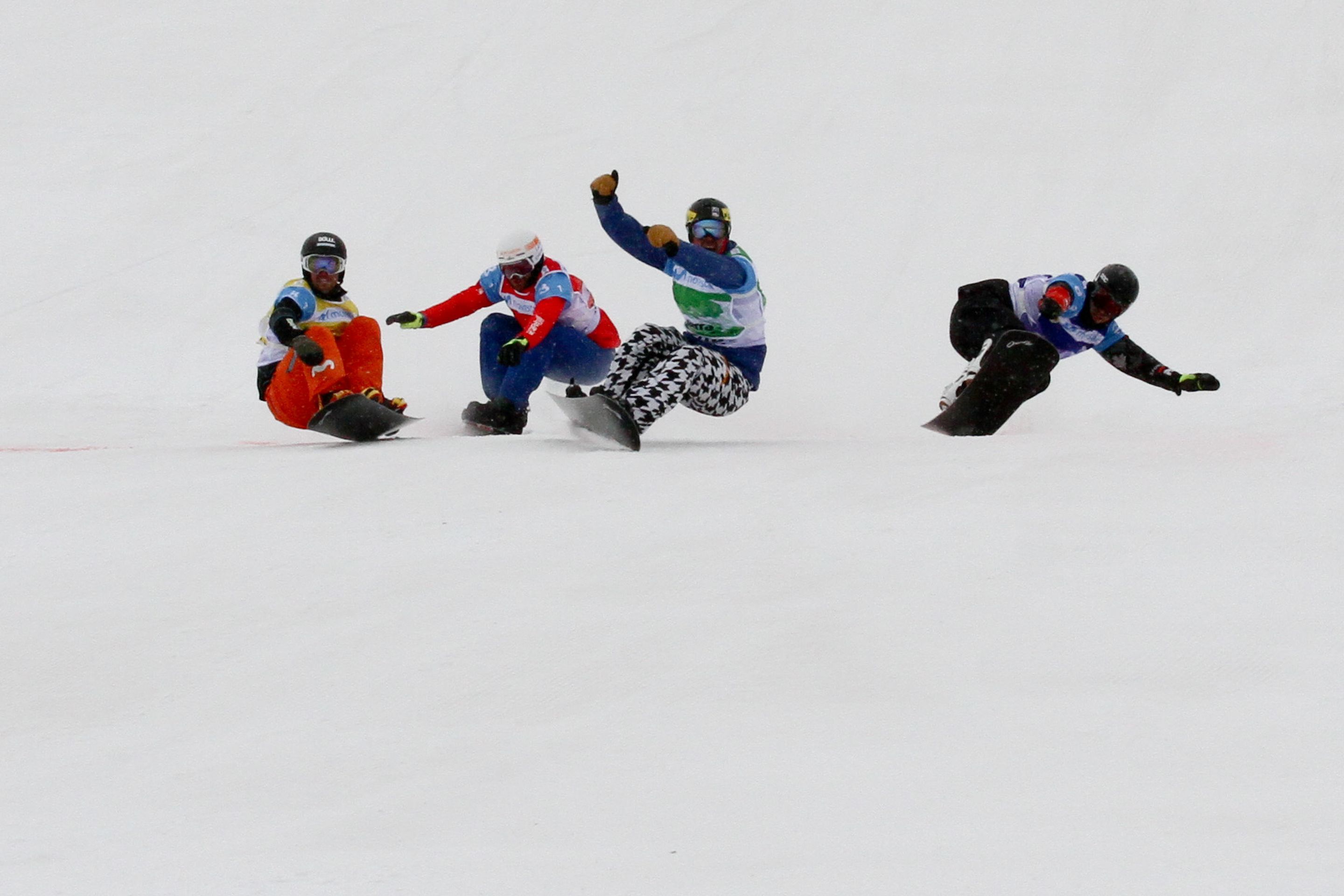 Photofinish Men's Final Team SBX Sierra Nevada 2017 FIS Snowboard World Championships