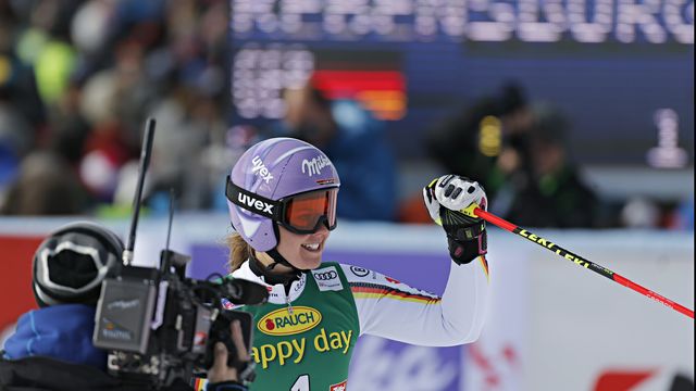 SOELDEN, AUSTRIA - OCTOBER 28: Viktoria Rebensburg of Germany takes 1st place during the Audi FIS Alpine Ski World Cup Women's Giant Slalom on October 28, 2017 in Soelden, Austria. (Photo by Alexis Boichard/Agence Zoom)