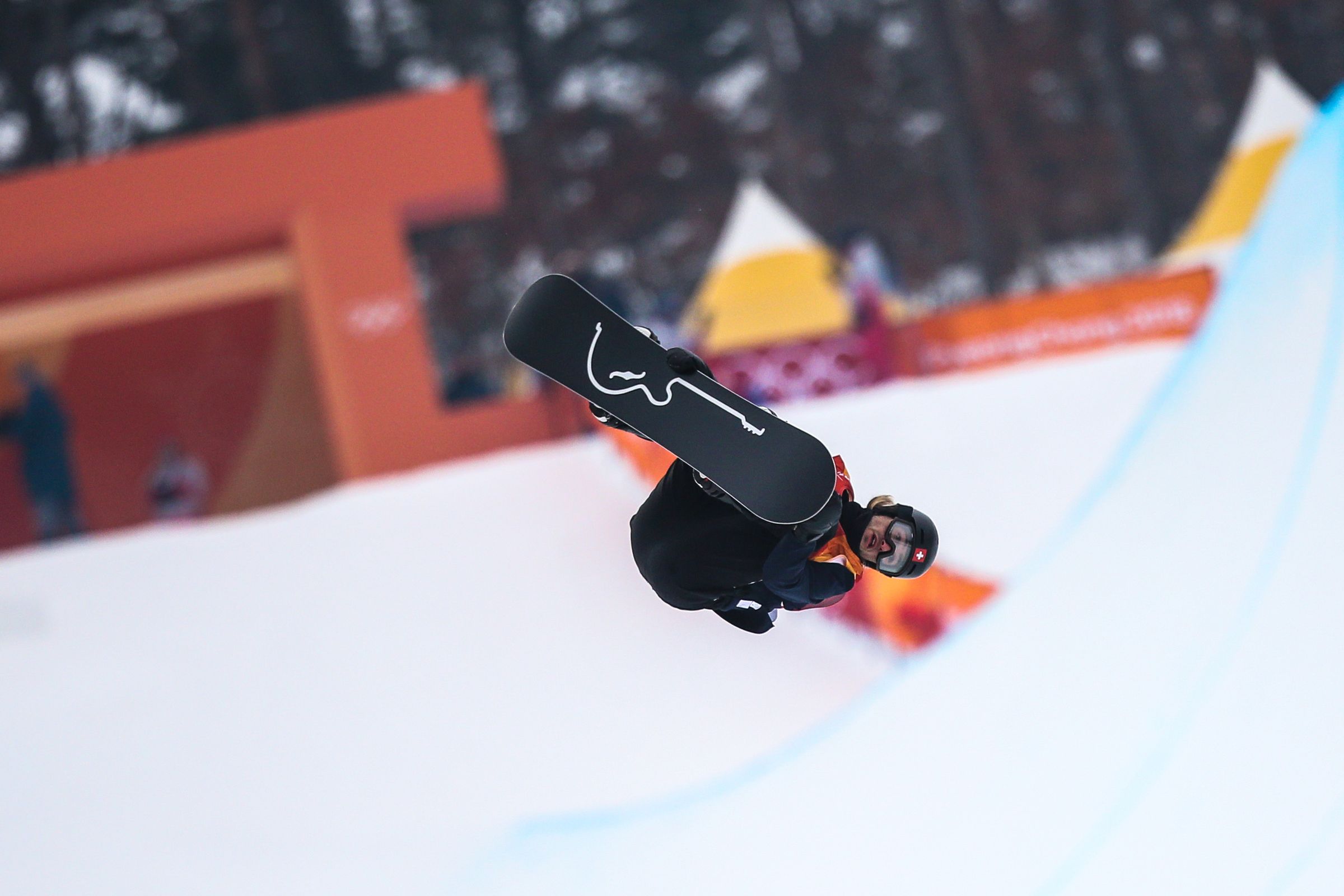 PYEONGCHANG-GUN, SOUTH KOREA - FEBRUARY 14: Patrick Burgener of Switzerland competes during the Snowboarding Men's Halfpipe Finals at Pheonix Snow Park on February 14, 2018 in Pyeongchang-gun, South Korea. (Photo by Laurent Salino/Agence Zoom)
