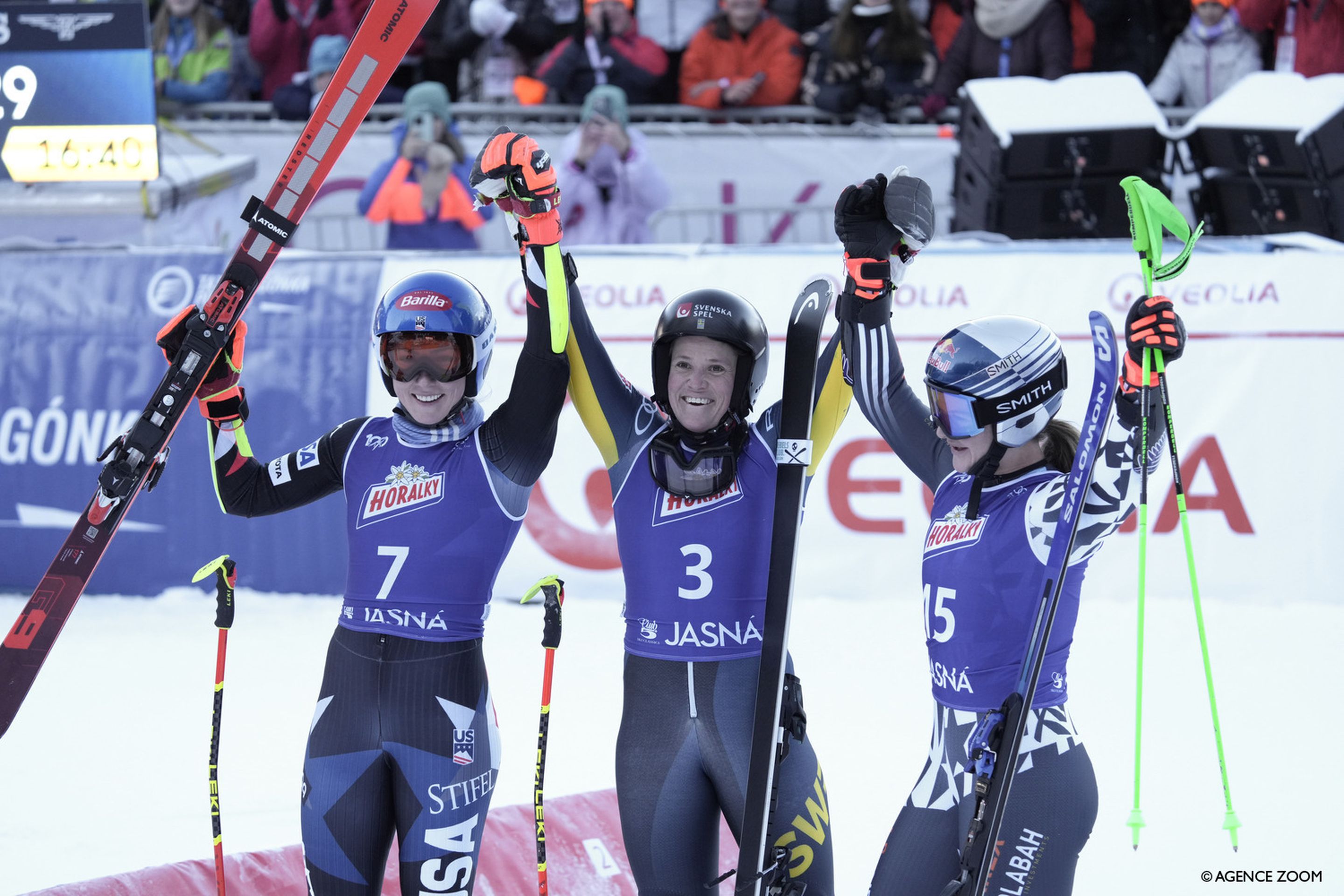 Saturday's podium: Shiffrin, Hector and Robinson (Agence Zoom)