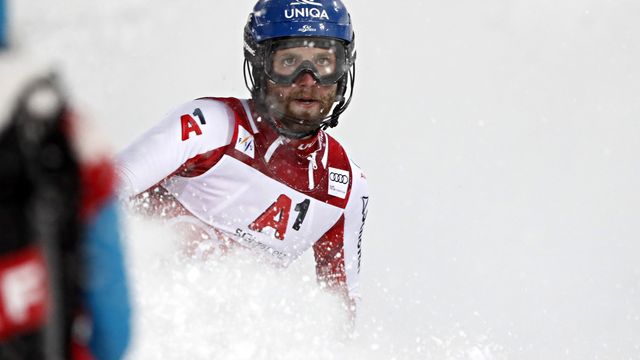 SCHLADMING, AUSTRIA - JANUARY 26 : Marco Schwarz of Austria takes 1st place during the Audi FIS Alpine Ski World Cup Men's Slalom on January 26, 2021 in Schladming Austria. (Photo by Christophe Pallot/Agence Zoom)