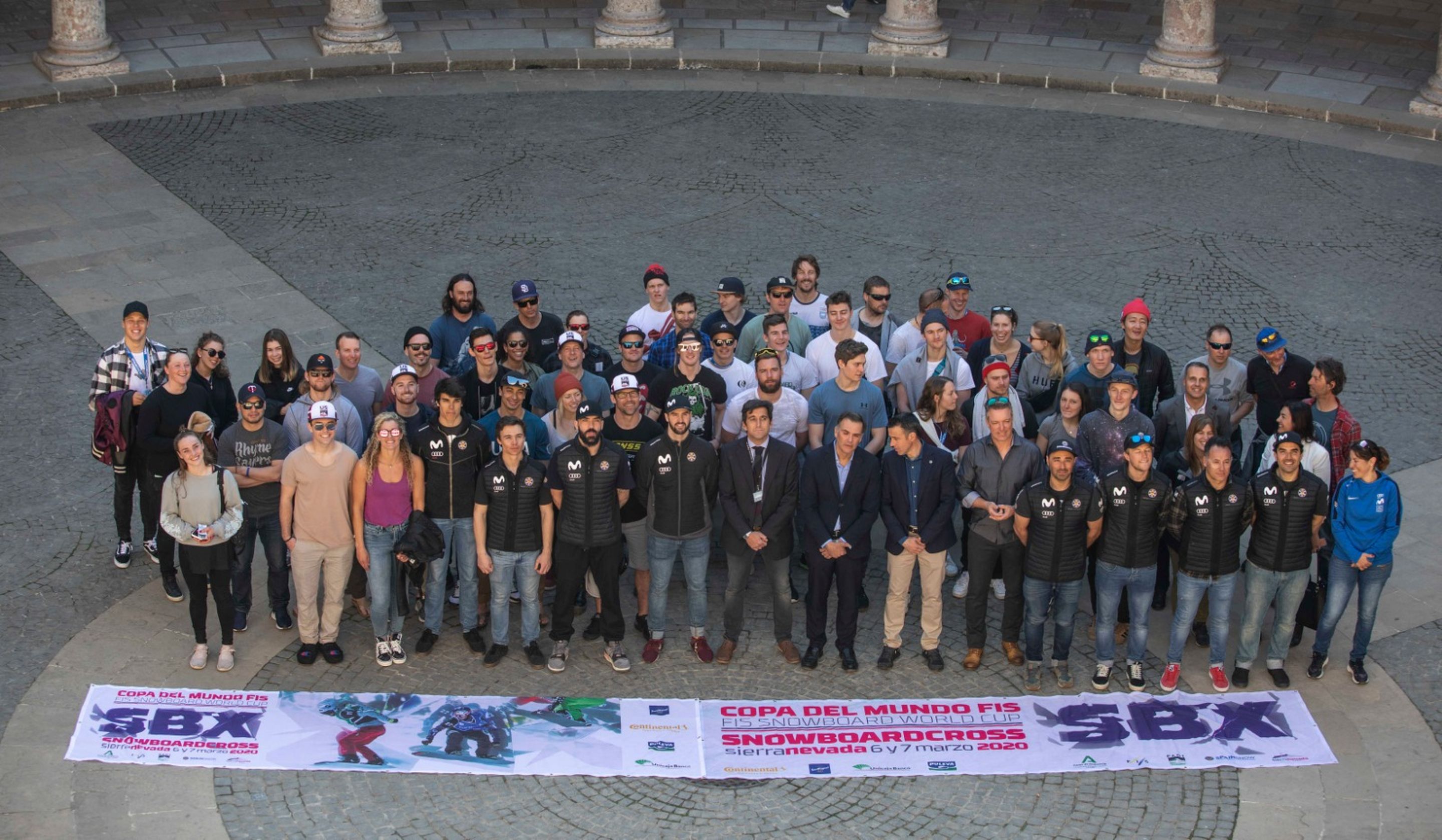 A group photo of the SBX athletes was taken at the Alhambra to promote the event