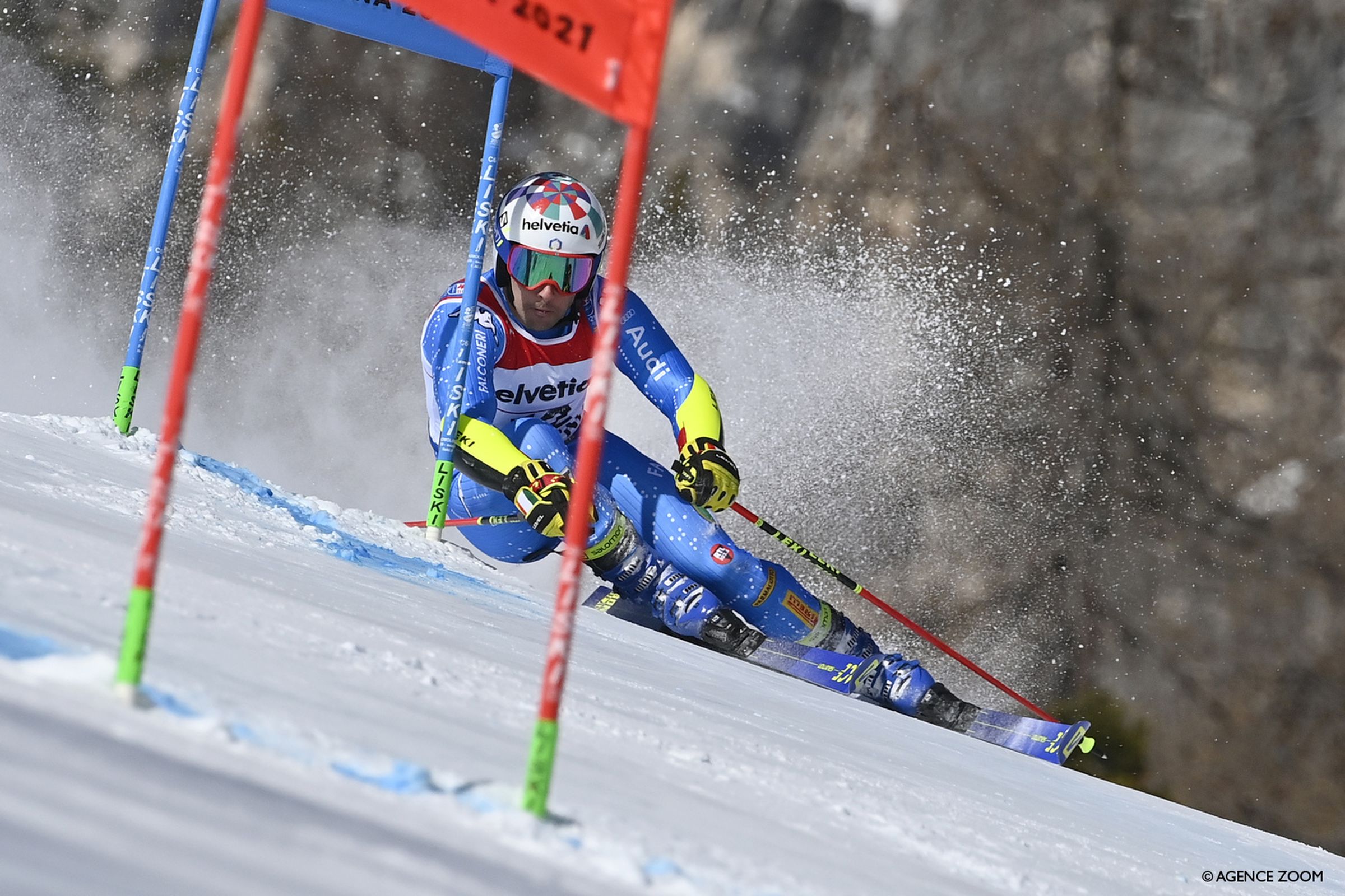 CORTINA D'AMPEZZO, ITALY - FEBRUARY 19 : Luca De Aliprandini of Italy in action during the FIS Alpine Ski World Championships Men's Giant Slalom on February 19, 2021 in Cortina d'Ampezzo Italy. (Photo by Alain Grosclaude/Agence Zoom)