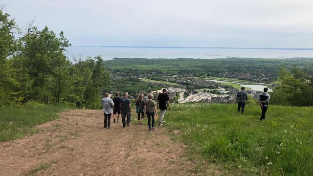 Inspecting the World Cup course at Blue Mountain (CAN), overlooking Georgian Bay