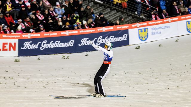 Domen Prevc celebrates in Wisla - FIS/ActionPress/Julia Piatkowska