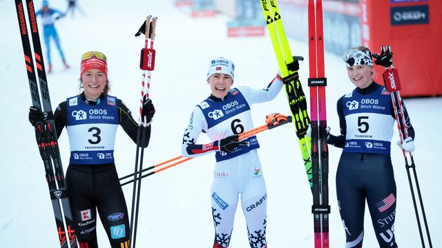 Nathalie Armbruster, Ida Marie Hagen and Alexa Brabec on the podium © FIS/NocoGirls