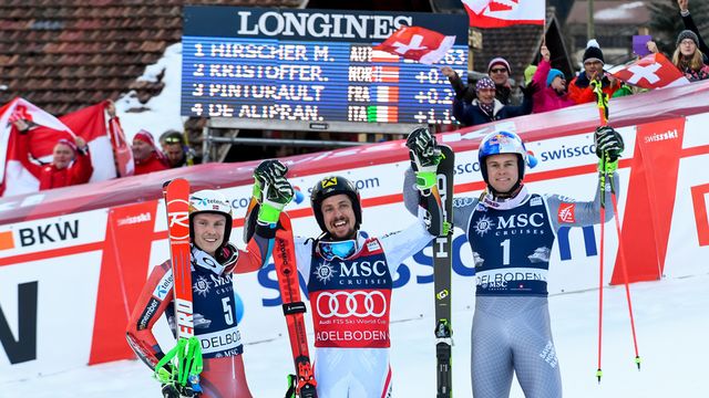 ADELBODEN, SWITZERLAND - JANUARY 06: @title@ during the Audi FIS Alpine Ski World Cup Men's Giant Slalom on January 6, 2018 in Adelboden, Switzerland. (Photo by @photographer@)