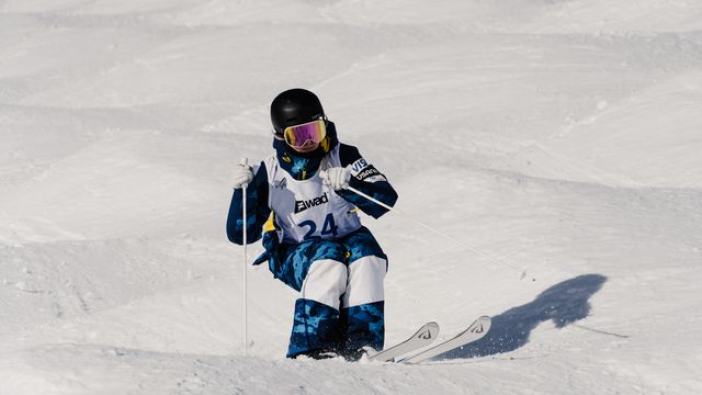 Morgan Schild competing in her final World Cup competition earlier this season in Alpe d'Huez (FRA)