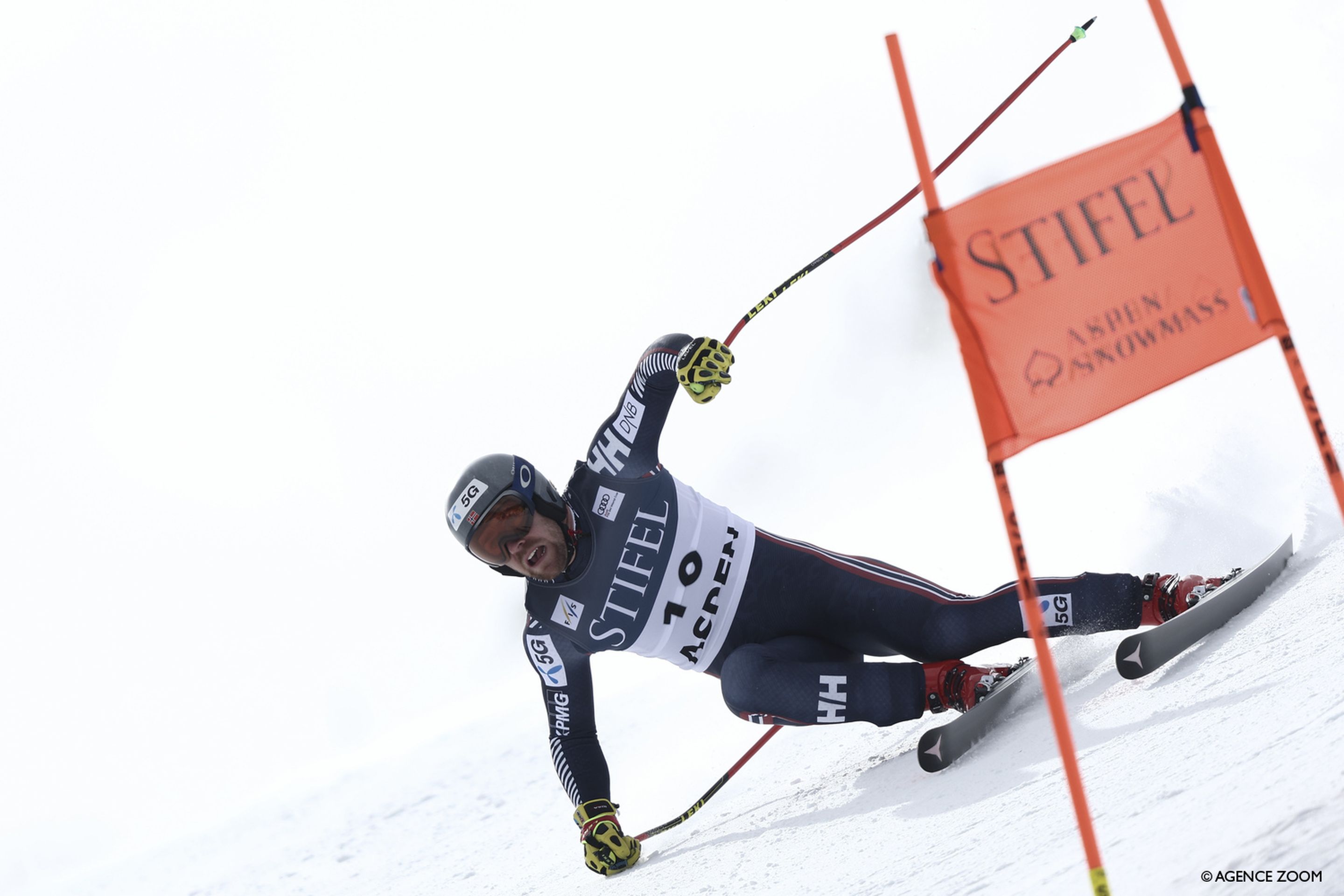 Aleksander Aamodt Kilde laid it all on the line to try and challenge for the super G title (Agence Zoom).