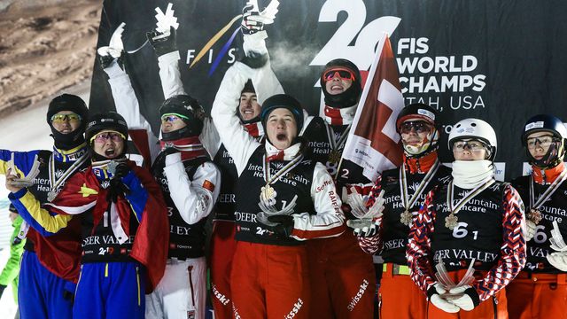 Aerials Mixed Team podium at Utah 2019 World Champs