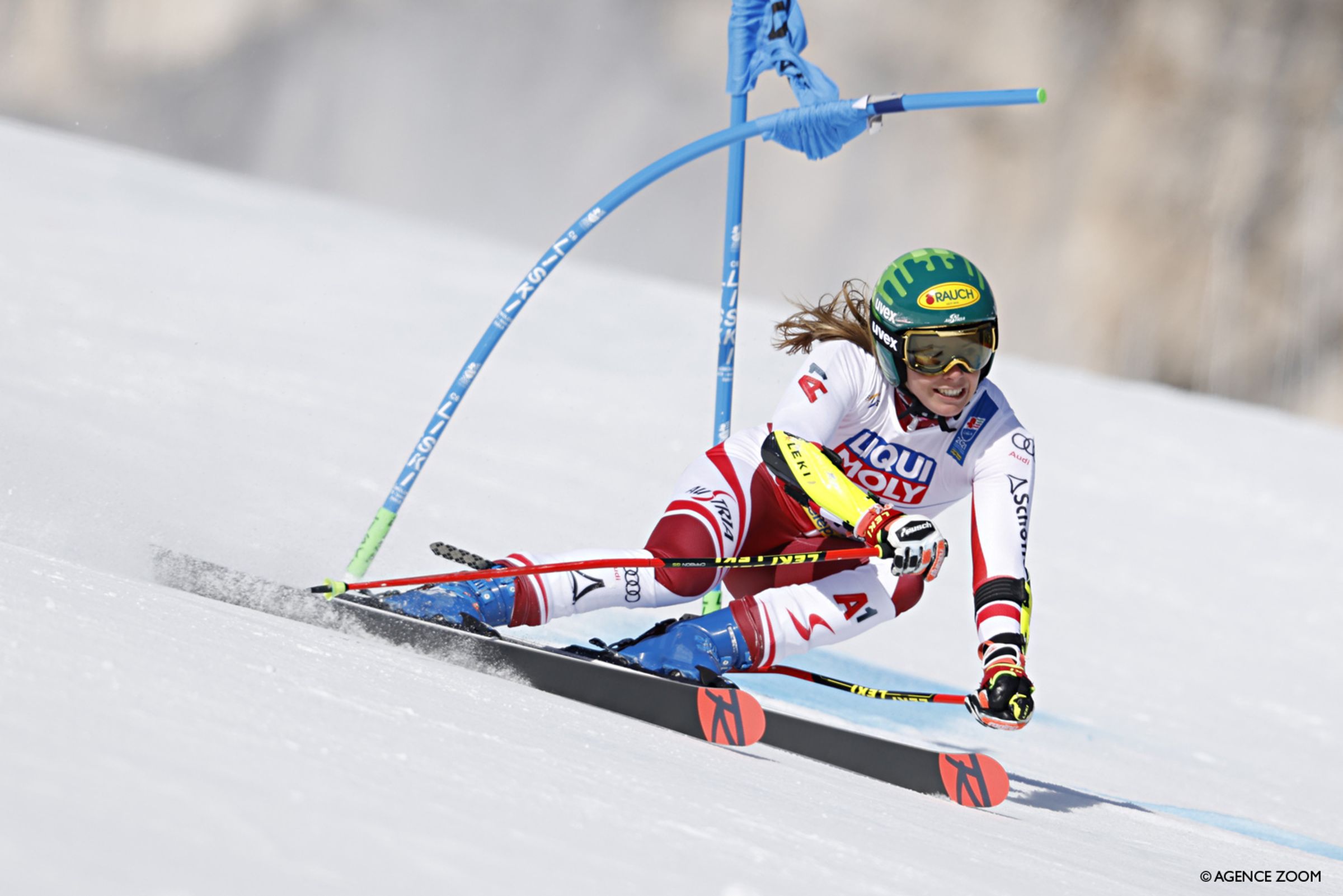 CORTINA D'AMPEZZO, ITALY - FEBRUARY 18 : Katharina Liensberger of Austria in action during the FIS Alpine Ski World Championships Women's Giant Slalom on February 18, 2021 in Cortina d'Ampezzo Italy. (Photo by Alexis Boichard/Agence Zoom)
