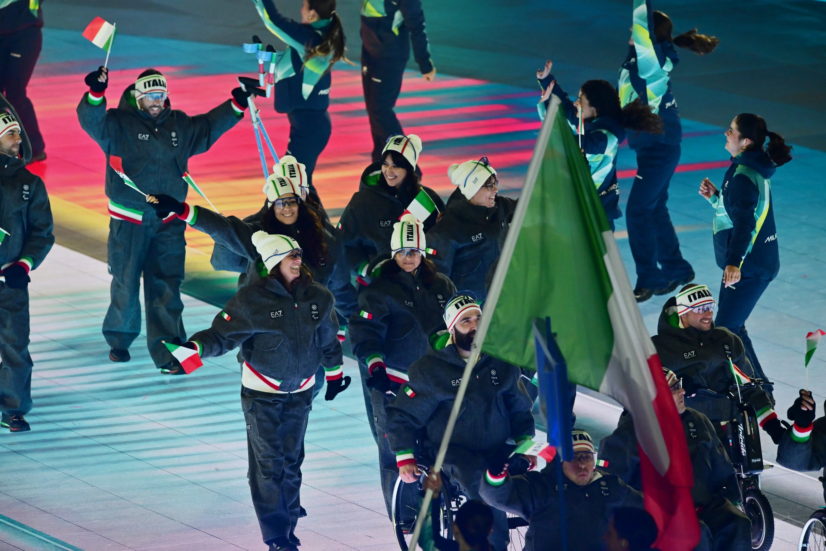 Team Italy during the Athlete Parade in Verona. Photo credit: FIS / Action Press / Toni Grases