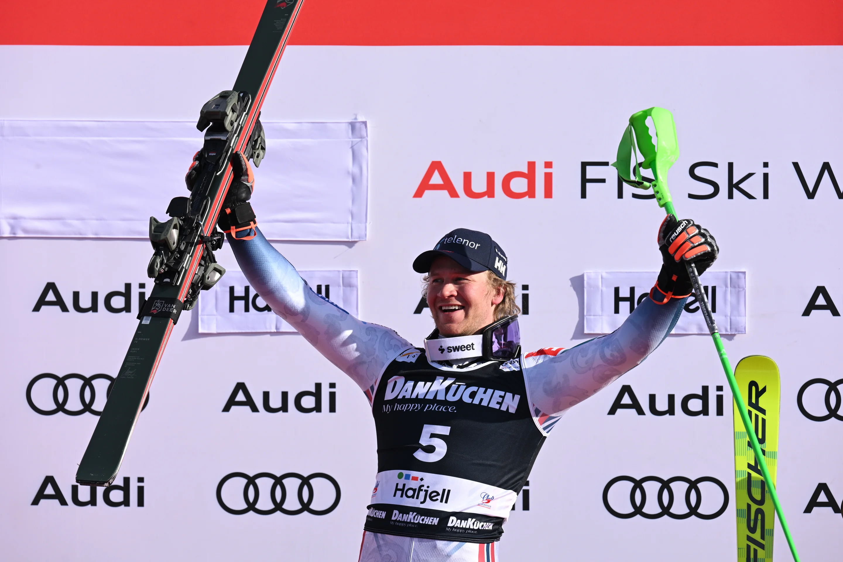 Timon Haugan (NOR/Van Deer) became the first Norwegian to win a World Cup Slalom race on home snow. ©FIS/ActionPress/Jonathan Nackstrand