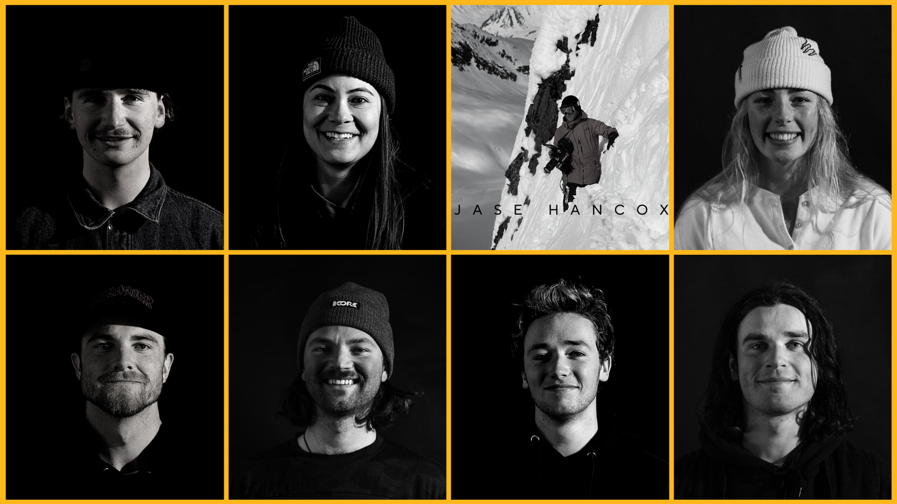 Top to Bottom (L- R) Finn Bilous, Janina Kuzma (Captain), Jase Hancox Film (videographer), Zoi Sadowski-Synnott, Jackson Wells, Blake Marshall, Mitchell Davern and JJ Rayward.