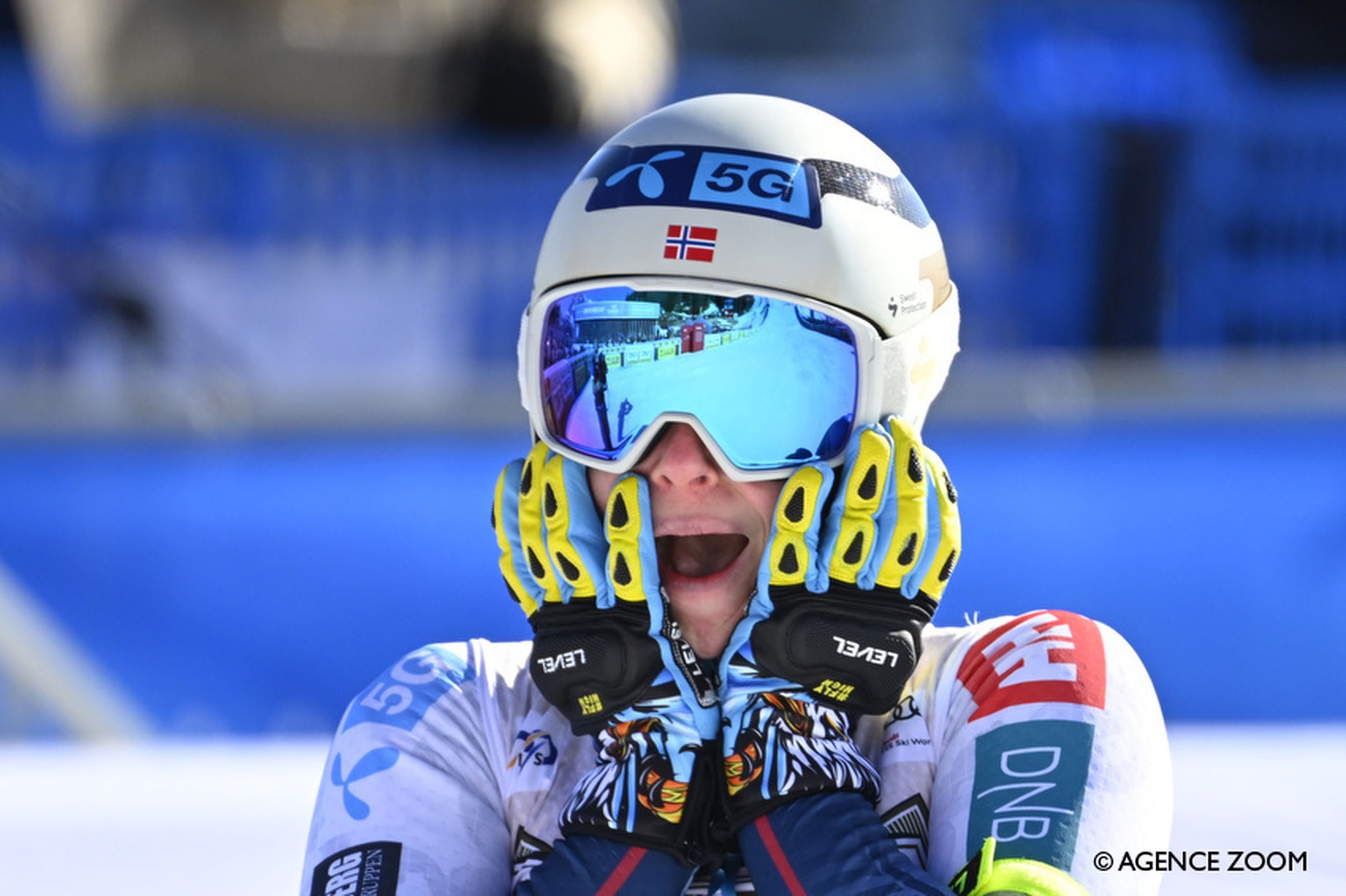 Ragnhild Mowinckel (NOR) celebrates the final victory of her World Cup career in Cortina d'Ampezzo last season