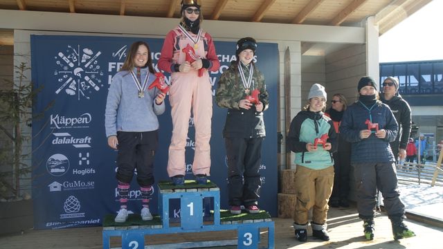 Ladies' big air podium from Klaeppen © Freeskiing Sweden