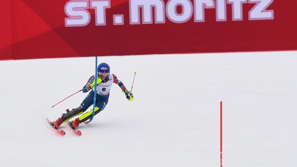 Shiffrin leads after slalom run of St. Moritz alpine combined