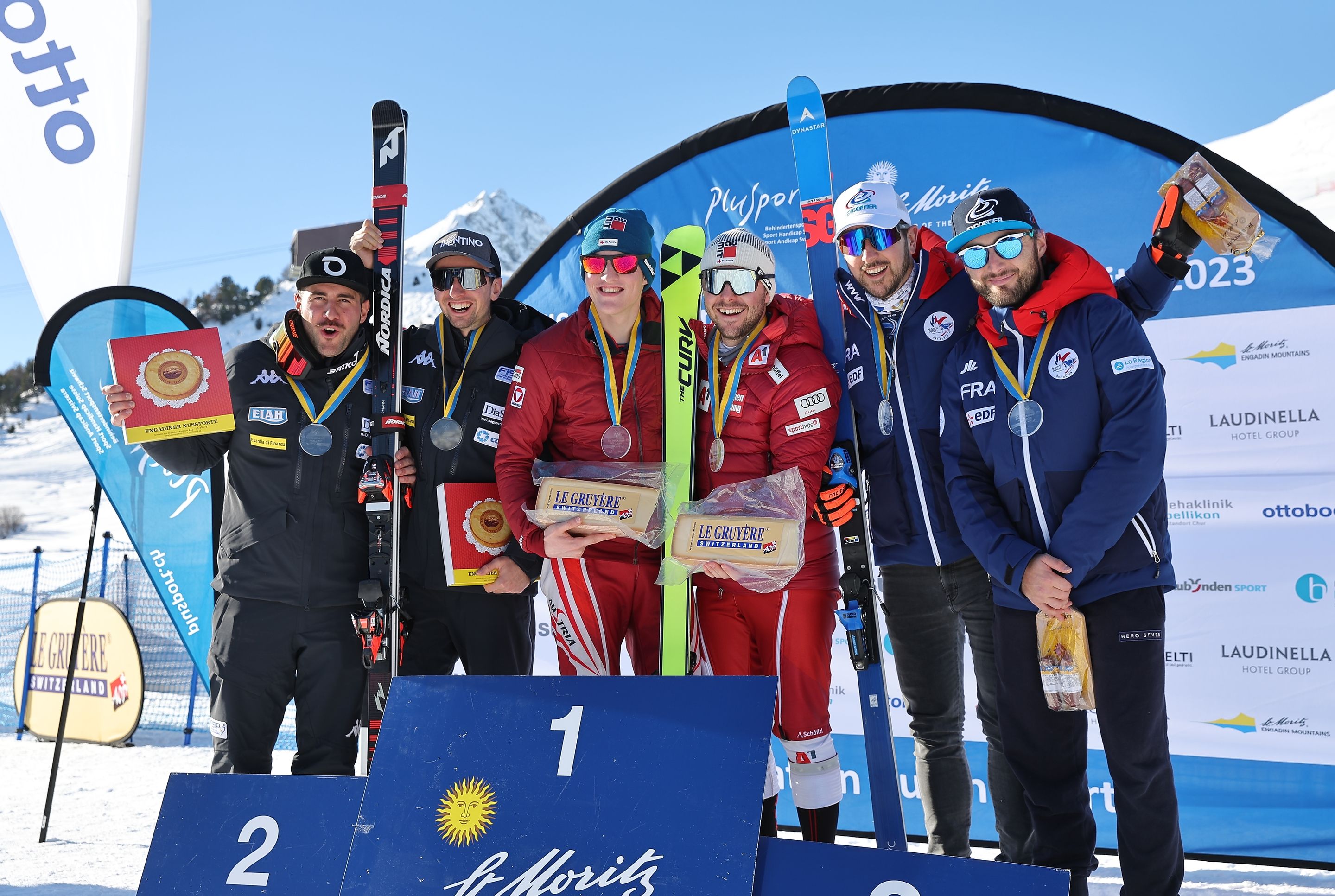 Podium day 2: (from left to right) Giacomo Bertagnolli and Andrea Ravelli, Johannes Aigner and Nico Haberl, Hyacinthe Deleplace and Roy Piccard