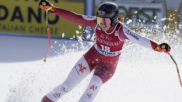 Austrian Venier wins 100th women’s World Cup race in sunny Cortina d’Ampezzo