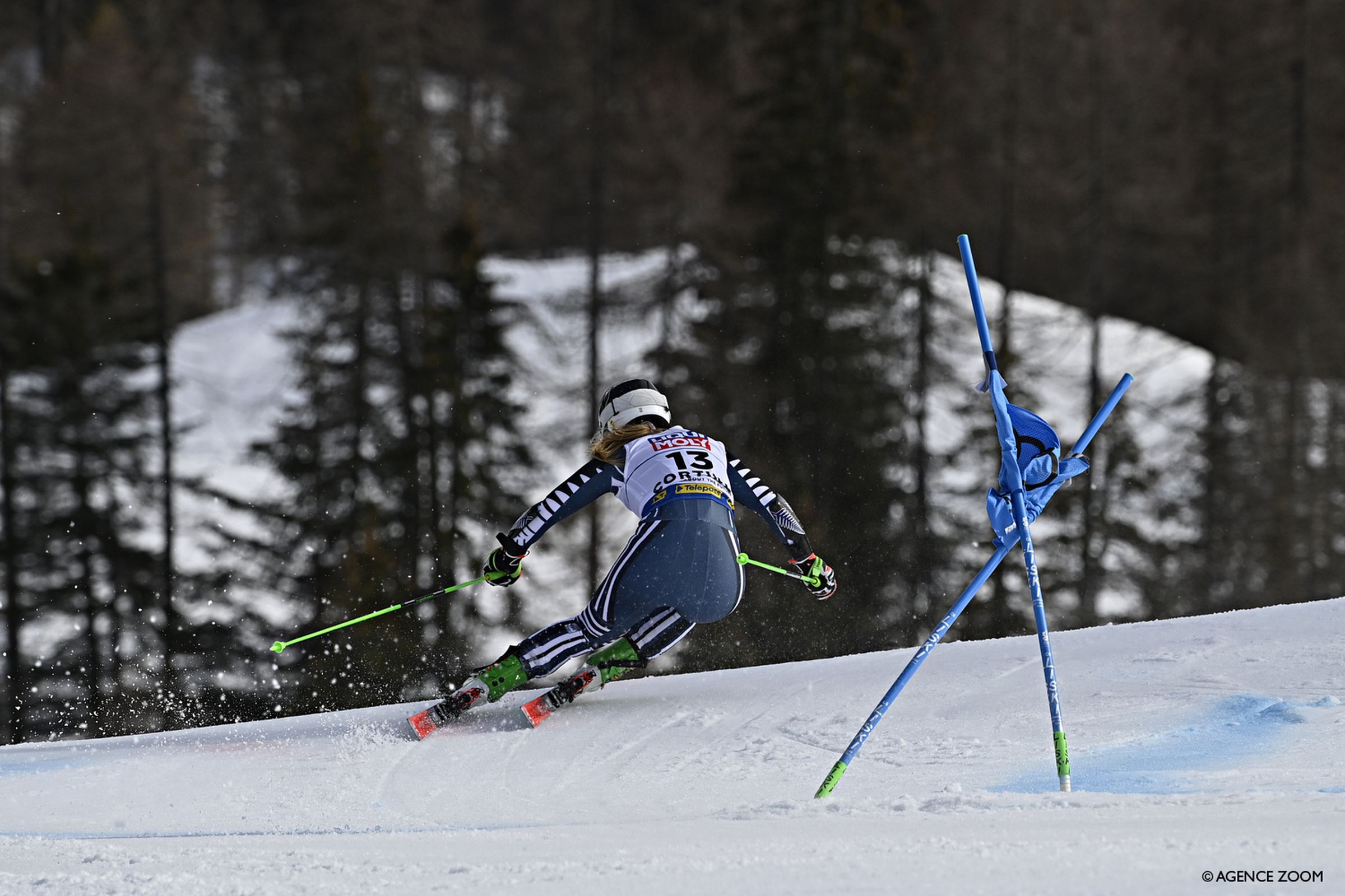 CORTINA D'AMPEZZO, ITALY - FEBRUARY 18 : Alice Robinson of New Zealand in action during the FIS Alpine Ski World Championships Women's Giant Slalom on February 18, 2021 in Cortina d'Ampezzo Italy. (Photo by Alain Grosclaude/Agence Zoom)