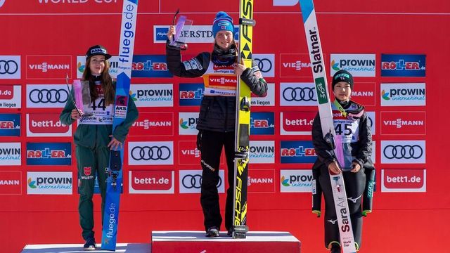 Juliane Seyfarth, Maren Lundby, Sara Takanashi - © Dominik Berchtold