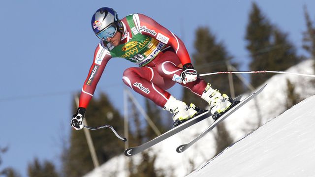 LAKE LOUISE, CANADA - NOVEMBER 29: Aksel Lund Svindal of Norway takes 1st place during the Audi FIS Alpine Ski World Cup MenÕs Super-G on November 29, 2015 in Lake Louise, Canada. (Photo by Alexis Boichard/Agence Zoom)