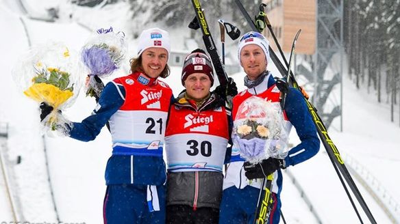 Nathan Runggaldier and Mika Vermeulen hang up skis