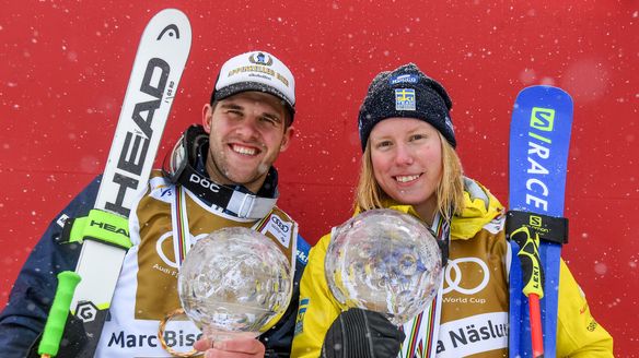 Naeslund and Bischofberger claim globes at cancelled Megeve SX finale