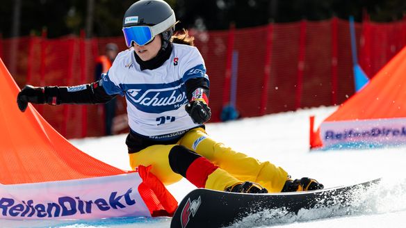 Carolin Langenhorst takes a break from snowboarding