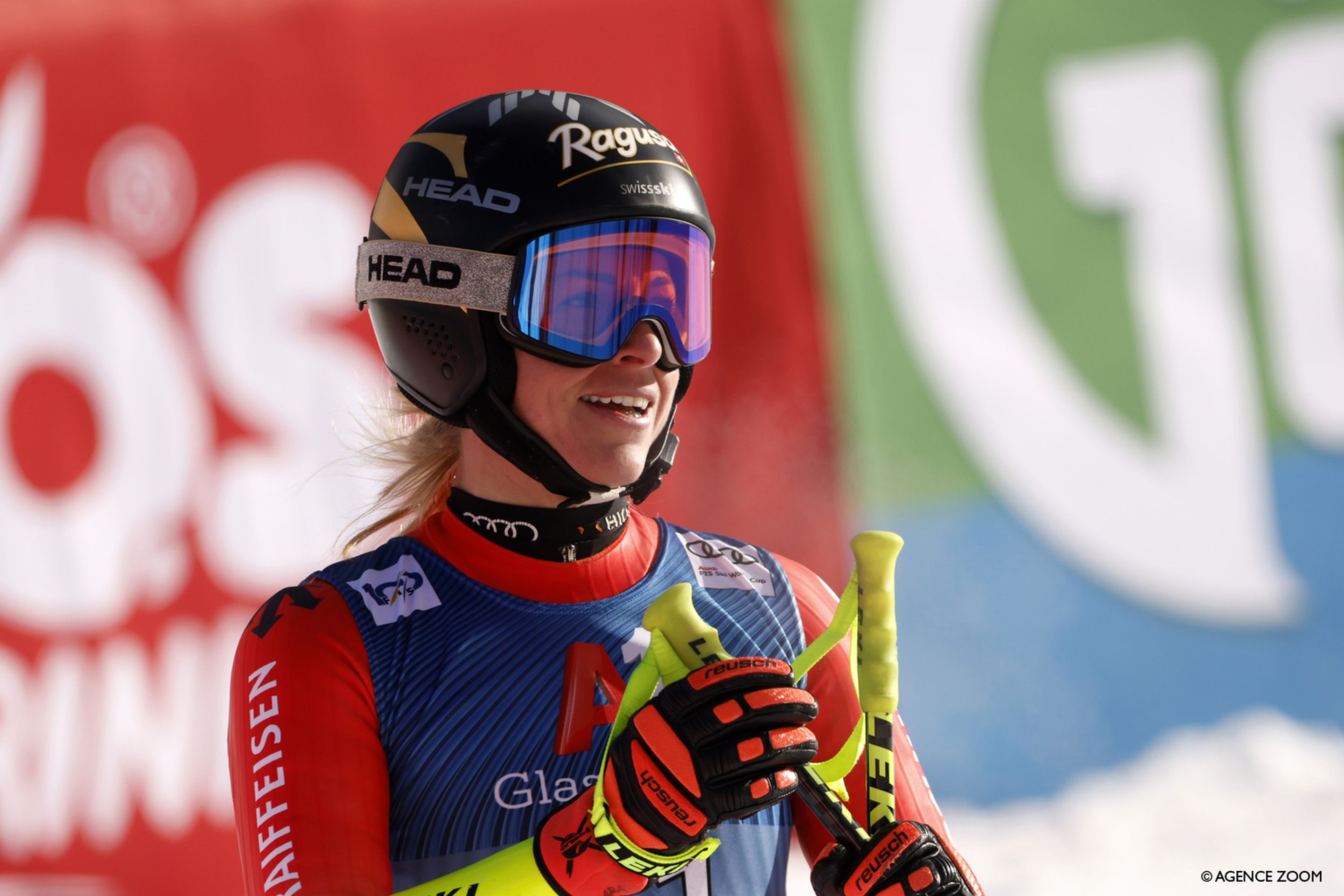 Lara Gut-Behrami (SUI) crossed the line in third place and held onto that spot for her 80th World Cup podium (Agence Zoom)