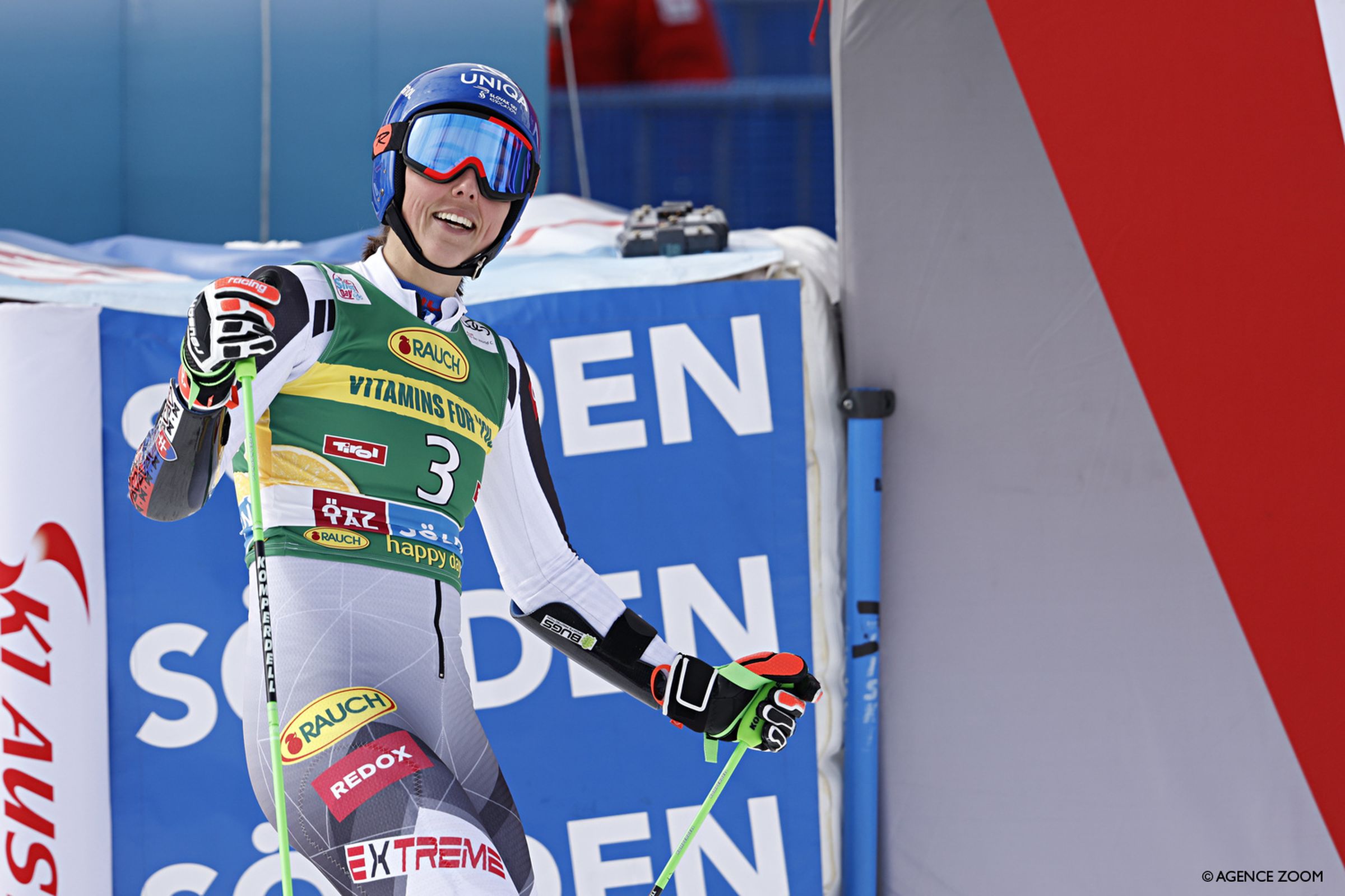 SOELDEN, AUSTRIA - OCTOBER 17: Petra Vlhova of Slovakia celebrates during the Audi FIS Alpine Ski World Cup Women's Giant Slalom on October 17, 2020 in Soelden, Austria. (Photo by Alexis Boichard/Agence Zoom)