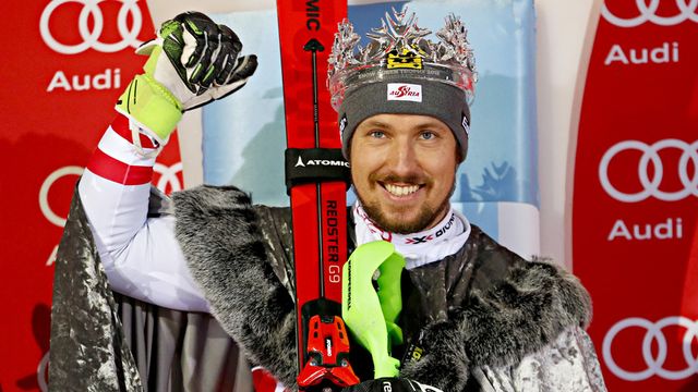 ZAGREB, CROATIA - JANUARY 04: Marcel Hirscher of Austria takes 1st place during the Audi FIS Alpine Ski World Cup Men's Slalom on January 4, 2018 in Zagreb, Croatia. (Photo by Christophe Pallot/Agence Zoom)