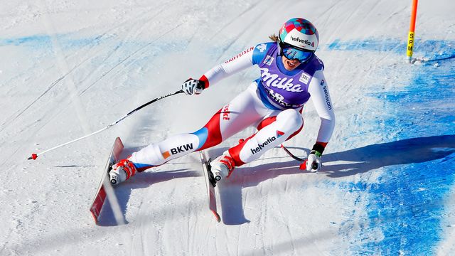 CORTINA D'AMPEZZO, ITALY - JANUARY 20: Michelle Gisin of Switzerland competes during the Audi FIS Alpine Ski World Cup Women's Downhill on January 20, 2018 in Cortina d'Ampezzo, Italy. (Photo by Christophe Pallot/Agence Zoom)
