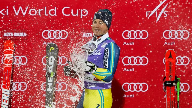 ALTA BADIA, ITALY - DECEMBER 18: Matts Olsson of Sweden takes 1st place during the Audi FIS Alpine Ski World Cup Men's Parallel Giant Slalom on December 18, 2017 in Alta Badia, Italy. (Photo by Alexis Boichard/Agence Zoom)
