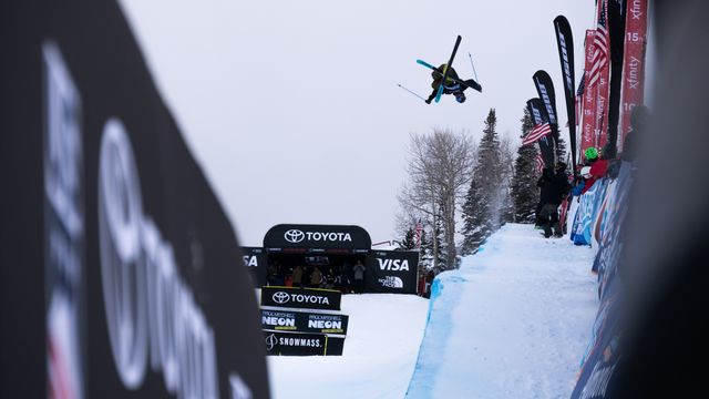 David Wise in action at the FIS Freeski World Cup event in Snowmass