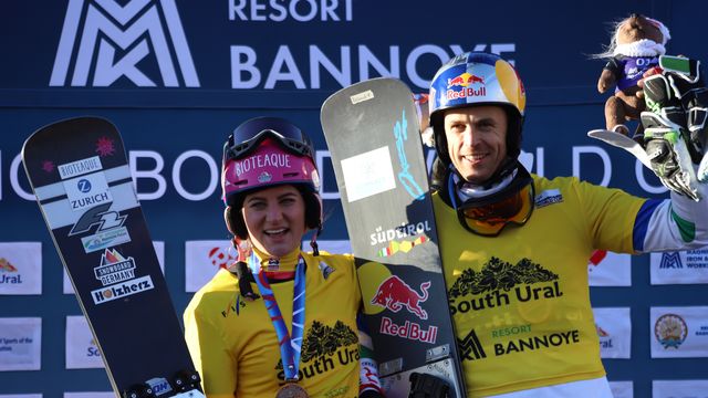 Ramona Hofmeister (GER) and Roland Fischnaller (ITA) © Russian Snowboard Federation