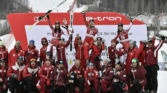 Skies clear to help Austrians sweep super-G podium in Kvitfjell