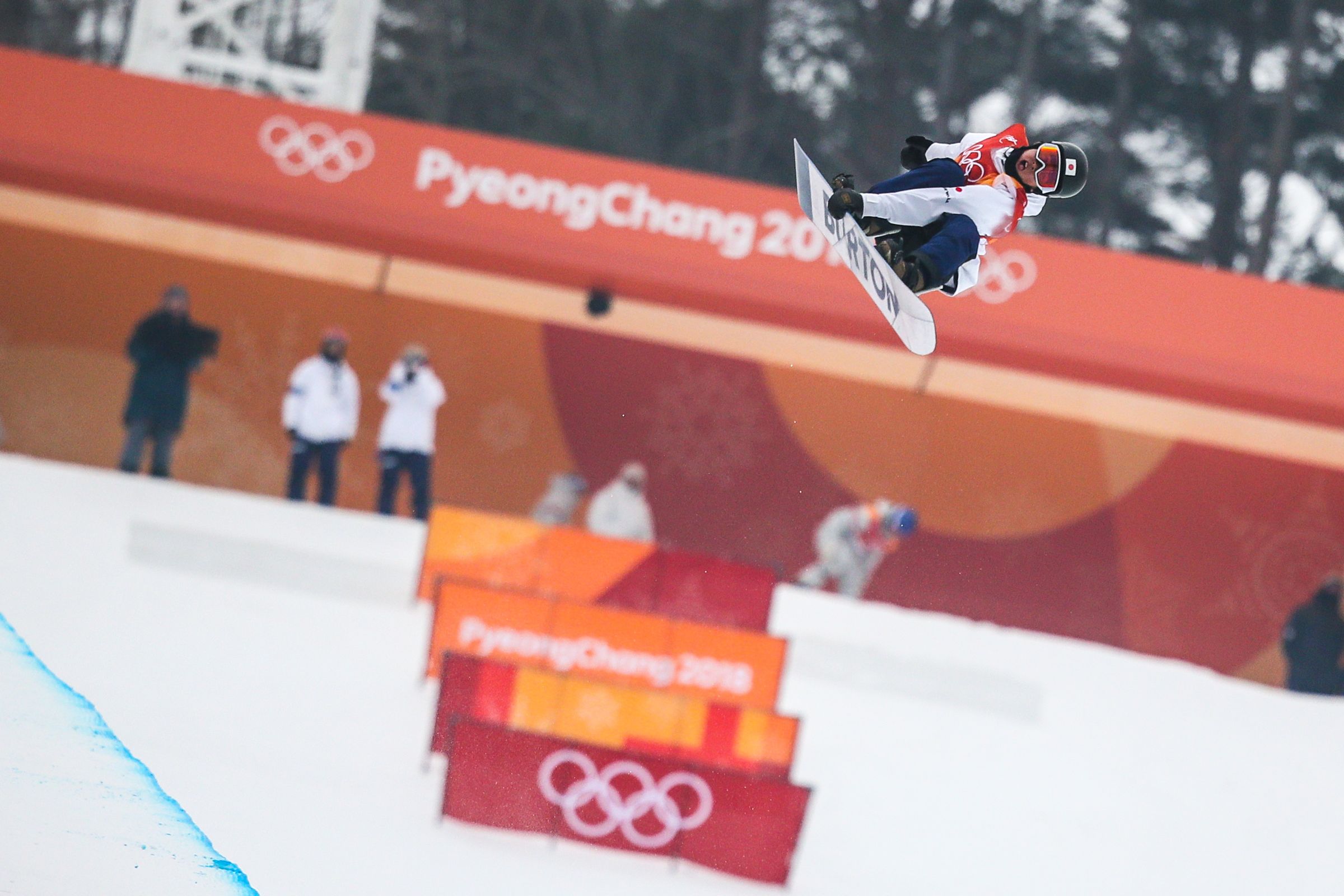 PYEONGCHANG-GUN, SOUTH KOREA - FEBRUARY 14: Raibu Katayama of Japan competes during the Snowboarding Men's Halfpipe Finals at Pheonix Snow Park on February 14, 2018 in Pyeongchang-gun, South Korea. (Photo by Laurent Salino/Agence Zoom)