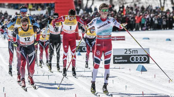 Klaebo gets first distance World Cup win